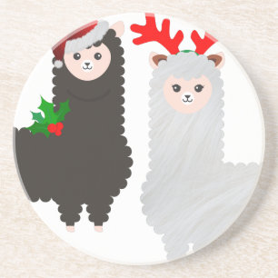 christmas reindeer alpacas coaster