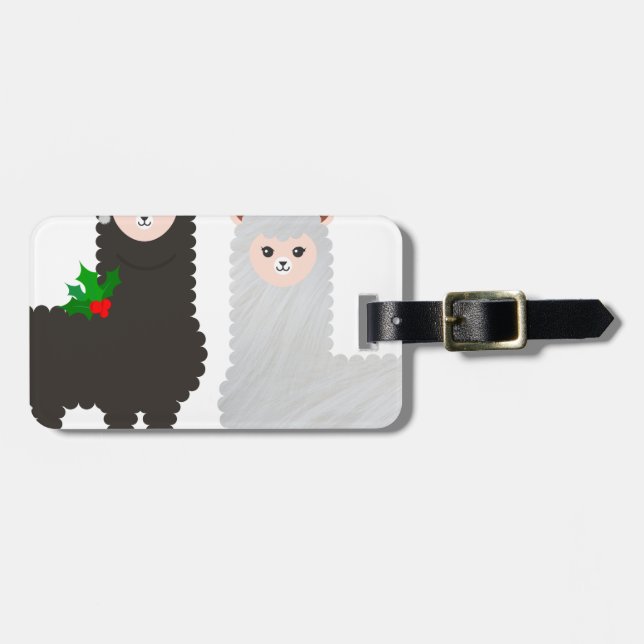 christmas reindeer alpacas luggage tag (Front Horizontal)