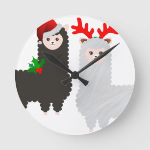 christmas reindeer alpacas round clock