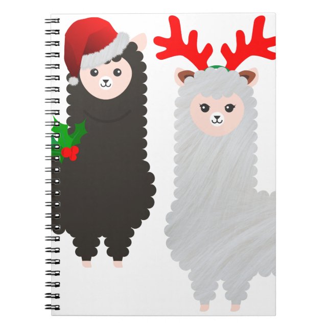 christmas reindeer alpacas spiral notebook (Front)