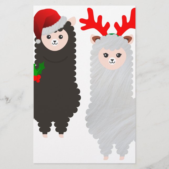 christmas reindeer alpacas stationery (Front)