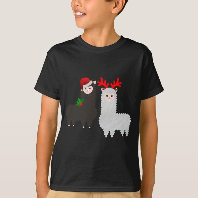 christmas reindeer alpacas T-Shirt (Front)