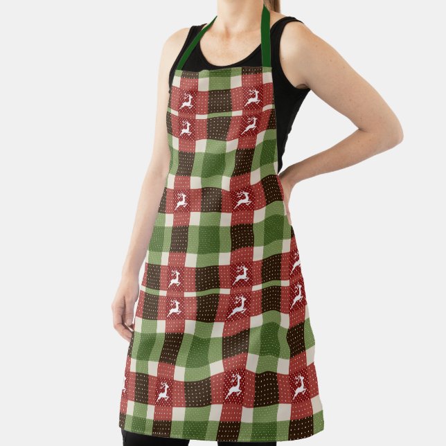 Christmas Reindeer and Plaid Apron (Insitu)