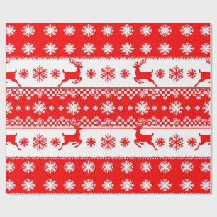 🦌 Christmas Reindeer And Snowflake Wrap Holiday Wrapping Paper