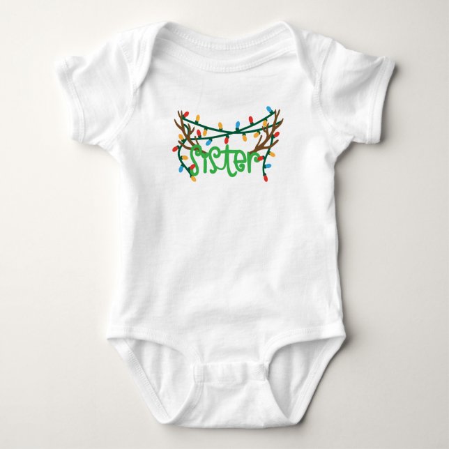 Christmas Reindeer Antlers | Sister Baby Bodysuit (Front)