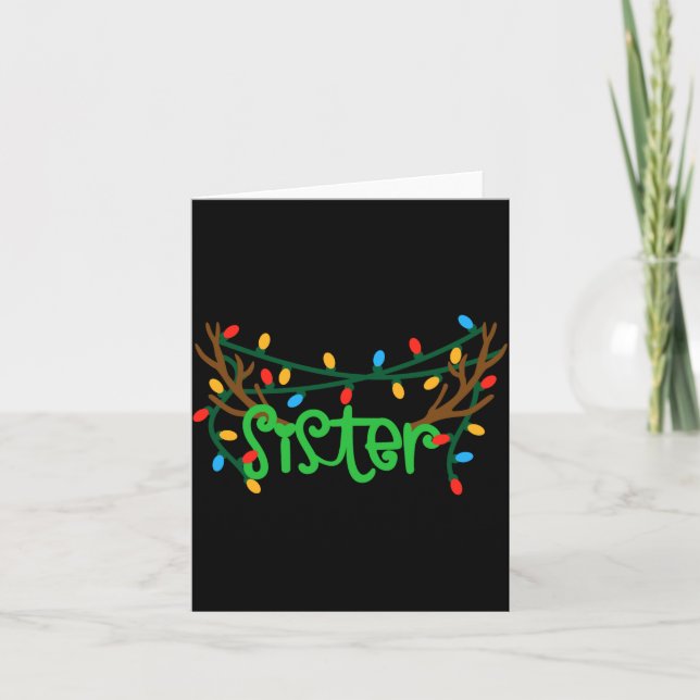 Christmas Reindeer Antlers Sister T Shirt  Card (Front)