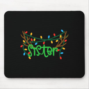 Christmas Reindeer Antlers Sister T Shirt Mouse Pad