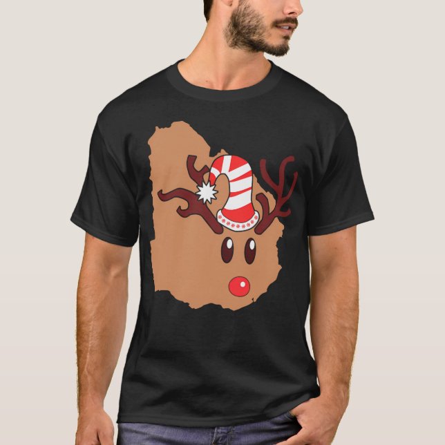Christmas Reindeer Antlers Uruguay Reindeer Head A T-Shirt (Front)