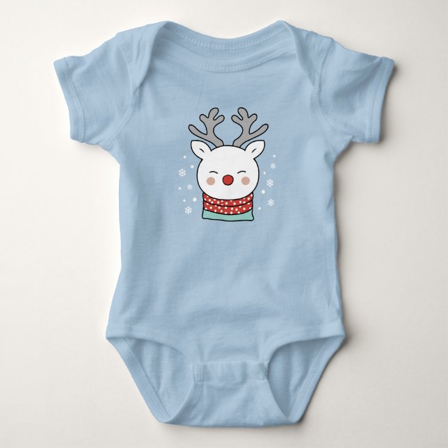 Christmas Reindeer Baby Bodysuit (Front)