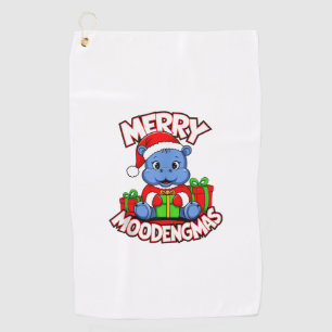 Christmas Reindeer Baby Hippo Moo Deng Xmas Cute Z Golf Towel