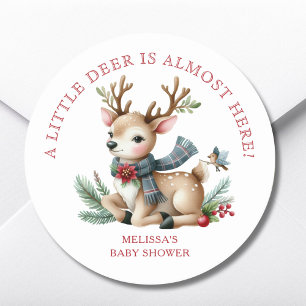 Christmas Reindeer Baby Shower Favour Sticker