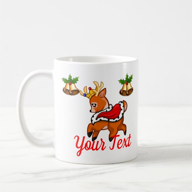 Christmas Reindeer, Bells & Ivy Coffee Mug (Left)