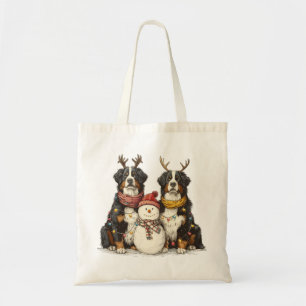 Christmas Reindeer Bernese Mountain Dogs Tote Bag
