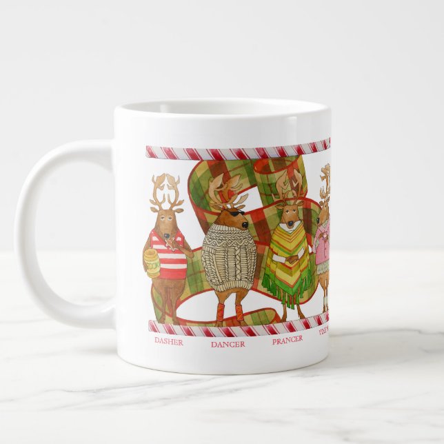 CHRISTMAS REINDEER Big White Mug (Left)