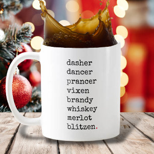 Christmas Reindeer Black Red Funny Typography Coffee Mug