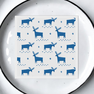 Christmas reindeer. Blue woodland animal pattern Napkin