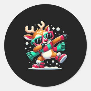 Christmas Reindeer Boys Dabbing Reindeer Santa Xma Classic Round Sticker