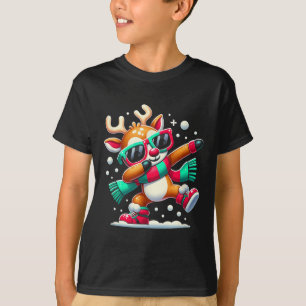 Christmas Reindeer Boys Dabbing Reindeer Santa Xma T-Shirt