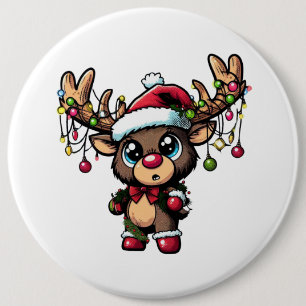 Christmas Reindeer Button