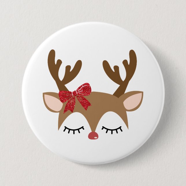 Christmas Reindeer Button (Front)