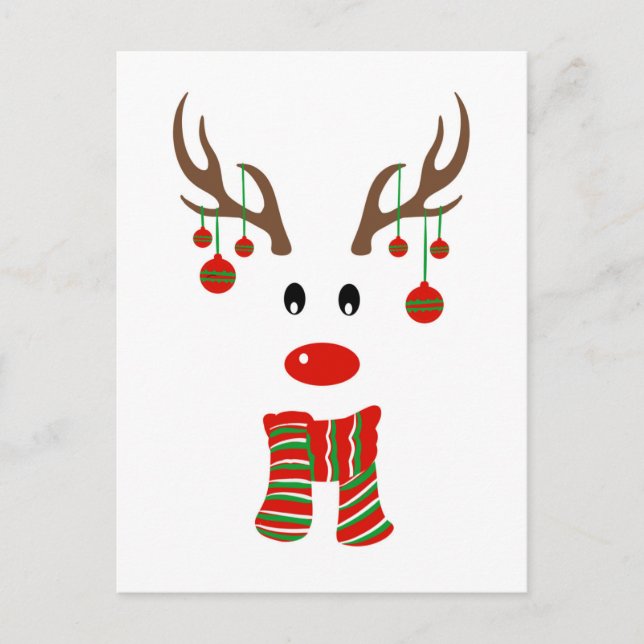 Christmas Reindeer Cartoon Postcard (Front)
