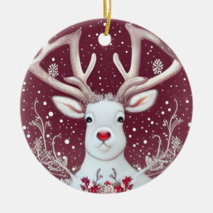 Christmas Reindeer Ceramic Ornament