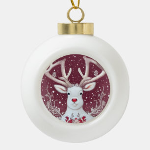 Christmas Reindeer Ceramic Ornament