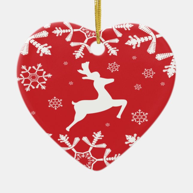 Christmas Reindeer Ceramic Tree Decoration (Front)