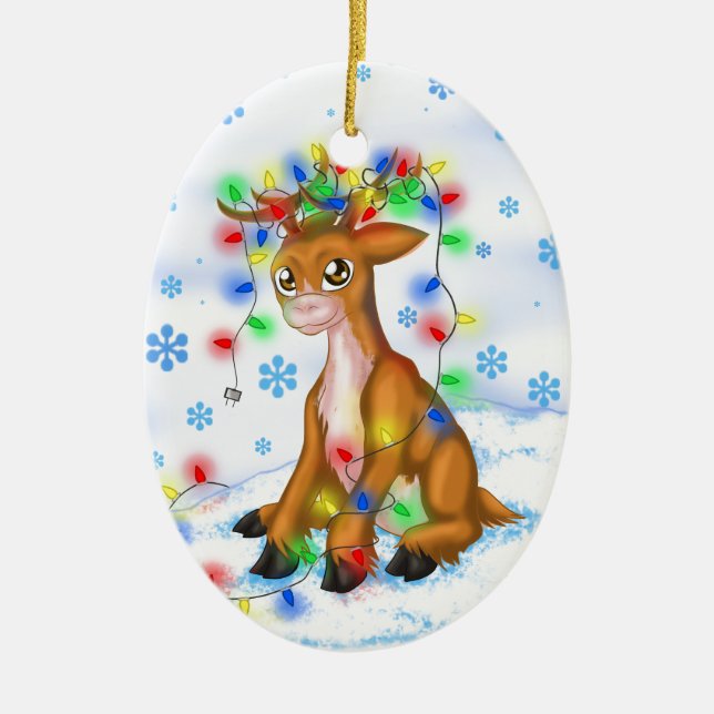 Christmas Reindeer Ceramic Tree Decoration (Front)