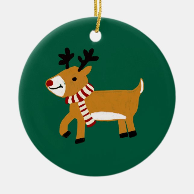 Christmas Reindeer Ceramic Tree Decoration (Front)