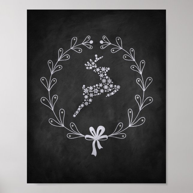 Christmas Reindeer Chalkboard Poster (Front)