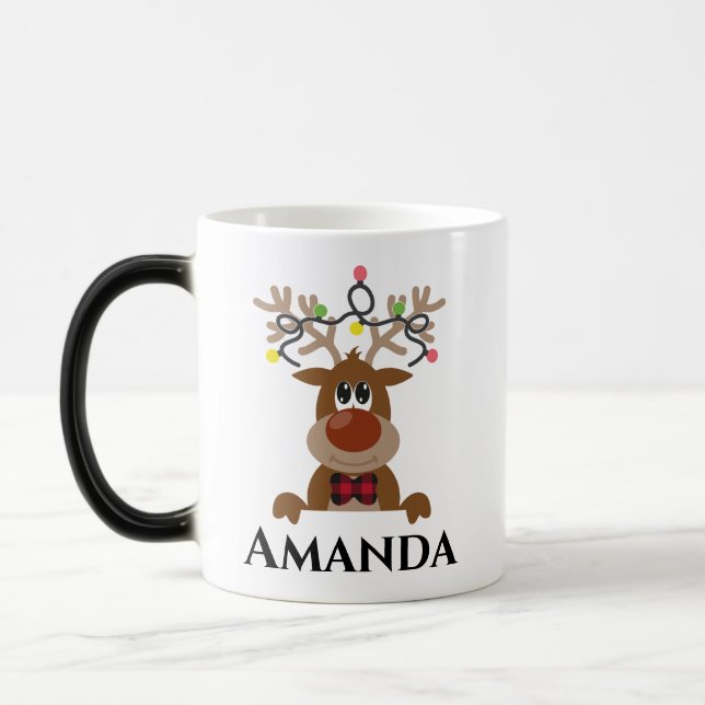 Christmas reindeer- christmas light   magic mug (Left)