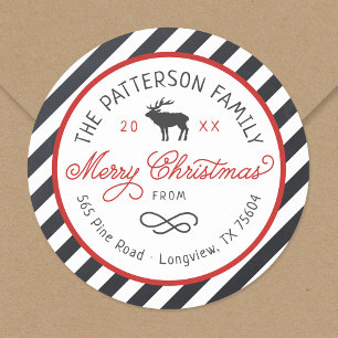Christmas Reindeer Circle Return Address Label