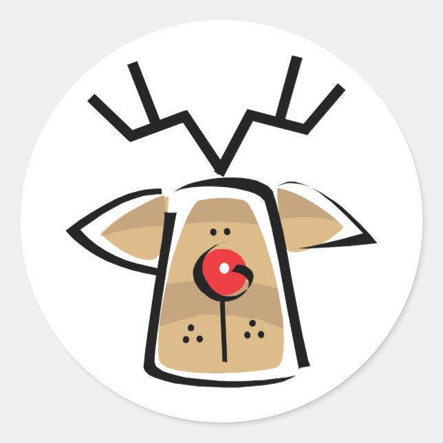 Christmas Reindeer Classic Round Sticker (Front)