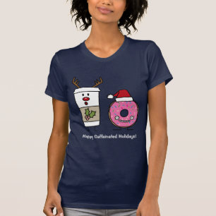 Christmas Reindeer Coffee and Santa Doughnut T-Shirt