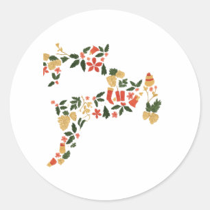 Christmas Reindeer Collage Hoodie – Festive Holida Classic Round Sticker