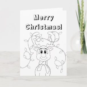Christmas Reindeer Colouring Card