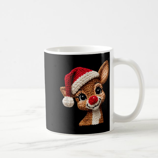 Christmas Reindeer Crochet Cute Merry Christmas Re Coffee Mug (Right)