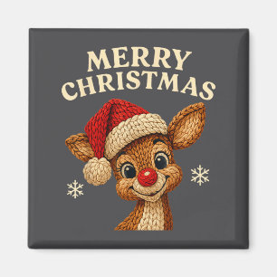 Christmas Reindeer Crochet Cute Merry Christmas Re Magnet