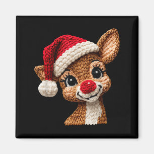 Christmas Reindeer Crochet Cute Merry Christmas Re Magnet