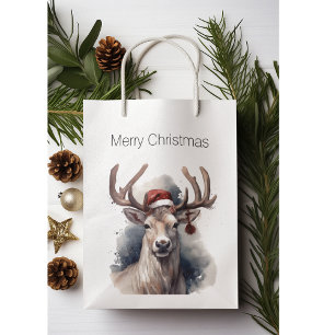 Christmas Reindeer, customisable Medium Gift Bag