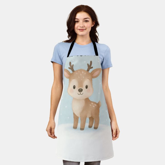 christmas reindeer cute festive cooking apron (Worn)