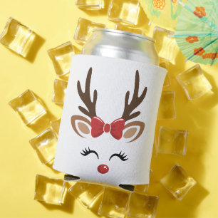 Christmas Reindeer Cute Holiday Winter Can Cooler