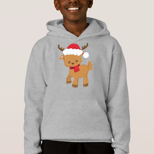 Christmas Reindeer, Cute Reindeer, Santa Hat (Front)