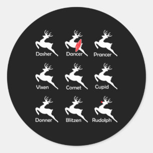 Christmas Reindeer Dancer Ballet Ballerina Dance T Classic Round Sticker