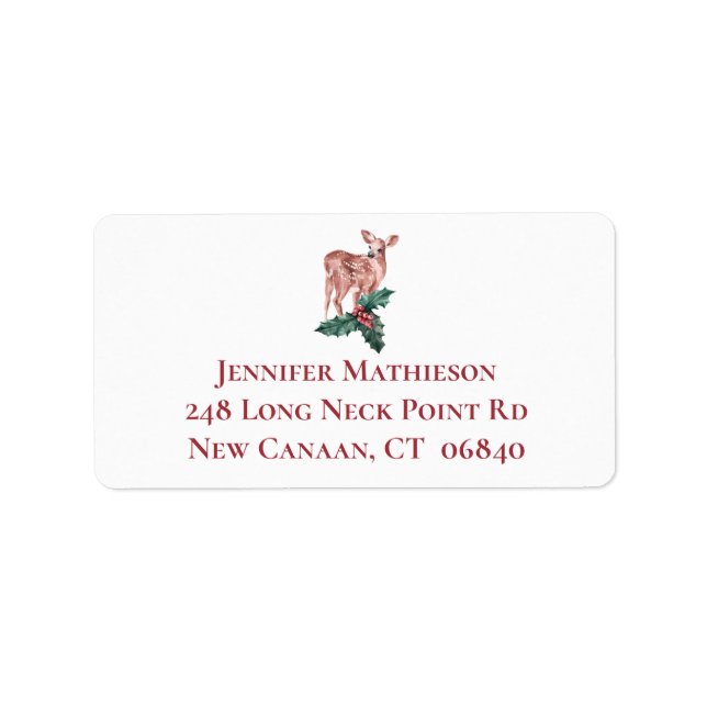 Christmas Reindeer Deer Red Winter Wedding Party Label (Front)