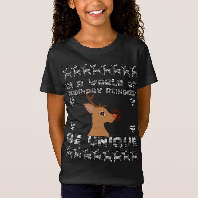 Christmas Reindeer Design, Be Unique T-Shirt (Front)