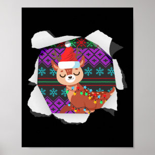 Christmas Reindeer Design Ugly Chrismas  Poster