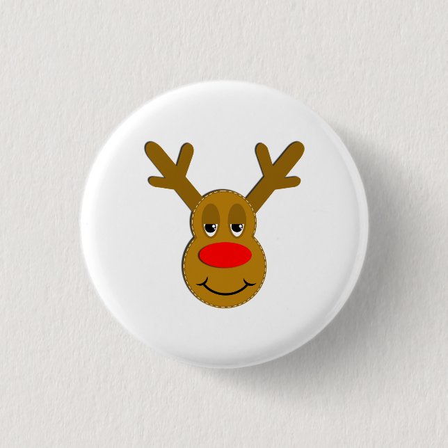 Christmas Reindeer Face 3 Cm Round Badge (Front)