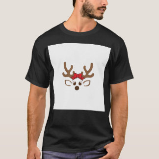 Christmas Reindeer Face - Cute Happy Reindeer With T-Shirt